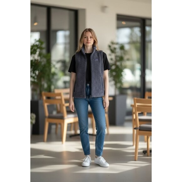 Patagonia Womens L Los Gatos Soft Fleece Gray Full Zip Vest Sleevless Jacket - Picture 1 of 6